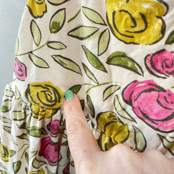 SweetHoney Toddler Girls Floral Tiered Dress 2T Cotton Blend Pink & Yellow Roses - Picture 2 of 4